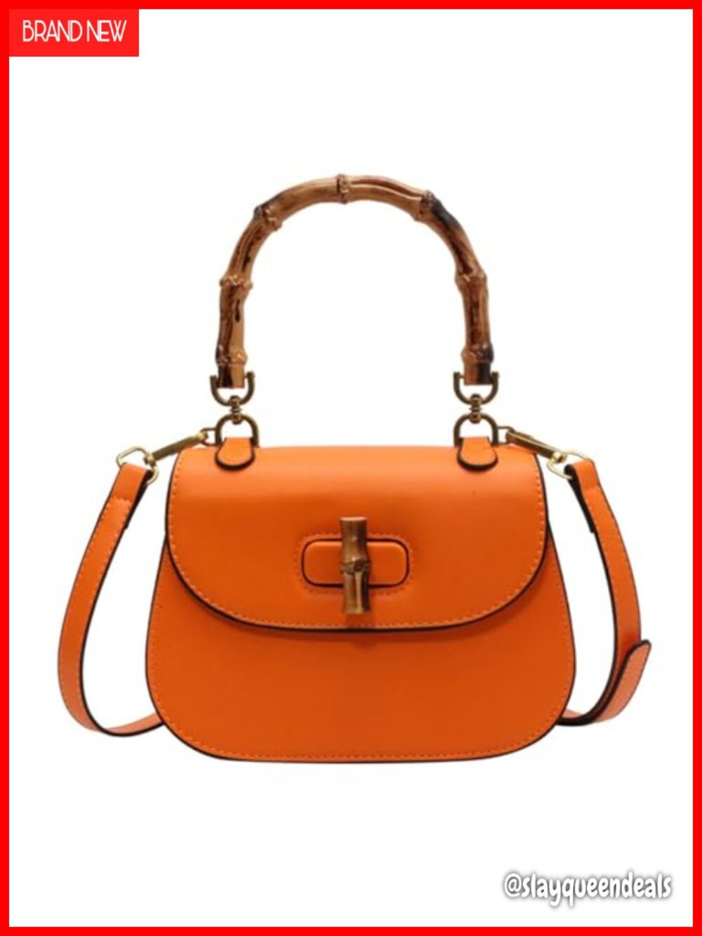 Leather Bamboo Handle Satchel Crossbody Bag Vintage Tote Purse